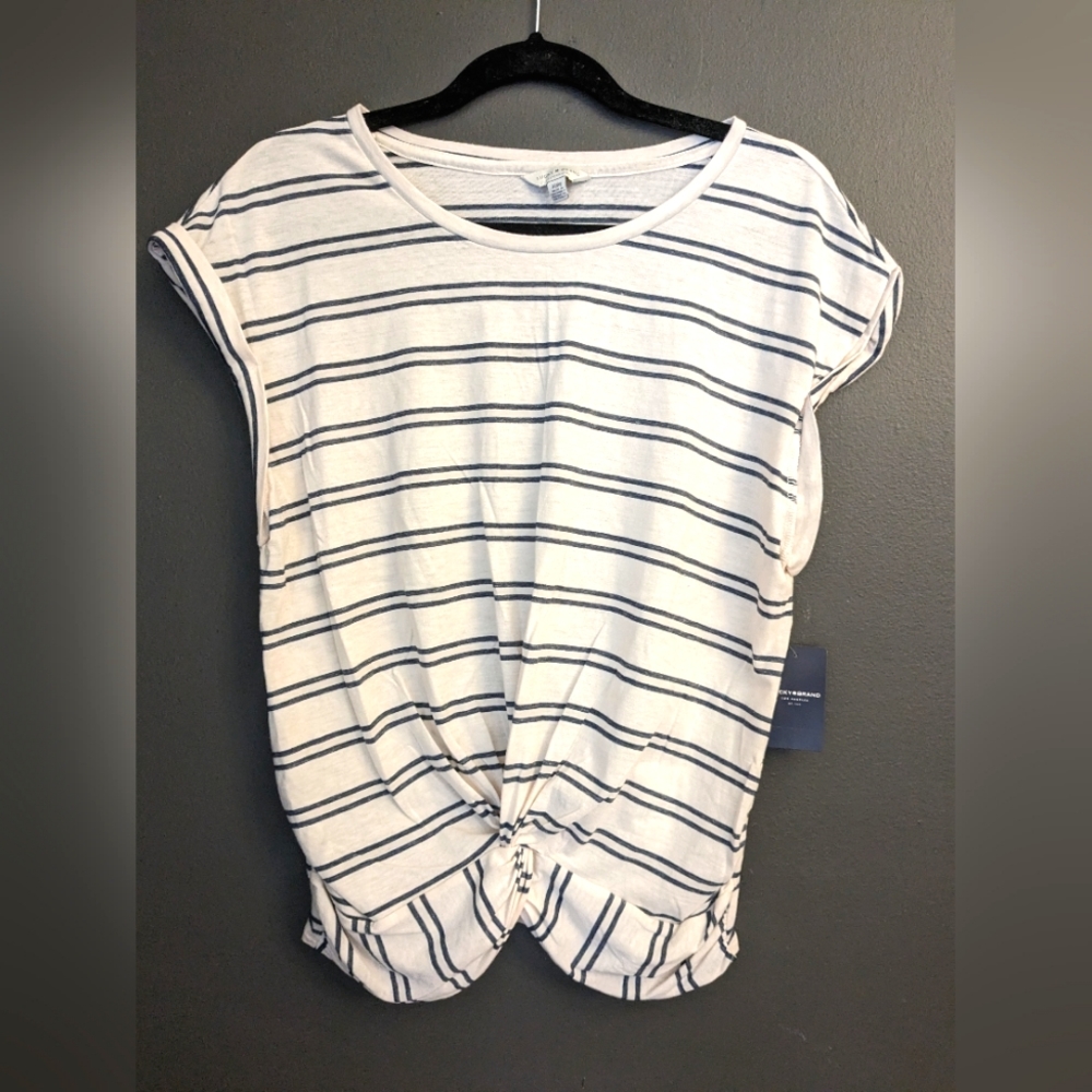 NWT!! Lucky Brand Twist Front Striped Top Sz. MEDIUM
